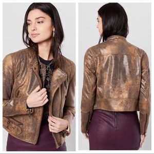 Free People XS snake embossed Moto faux leather jacket